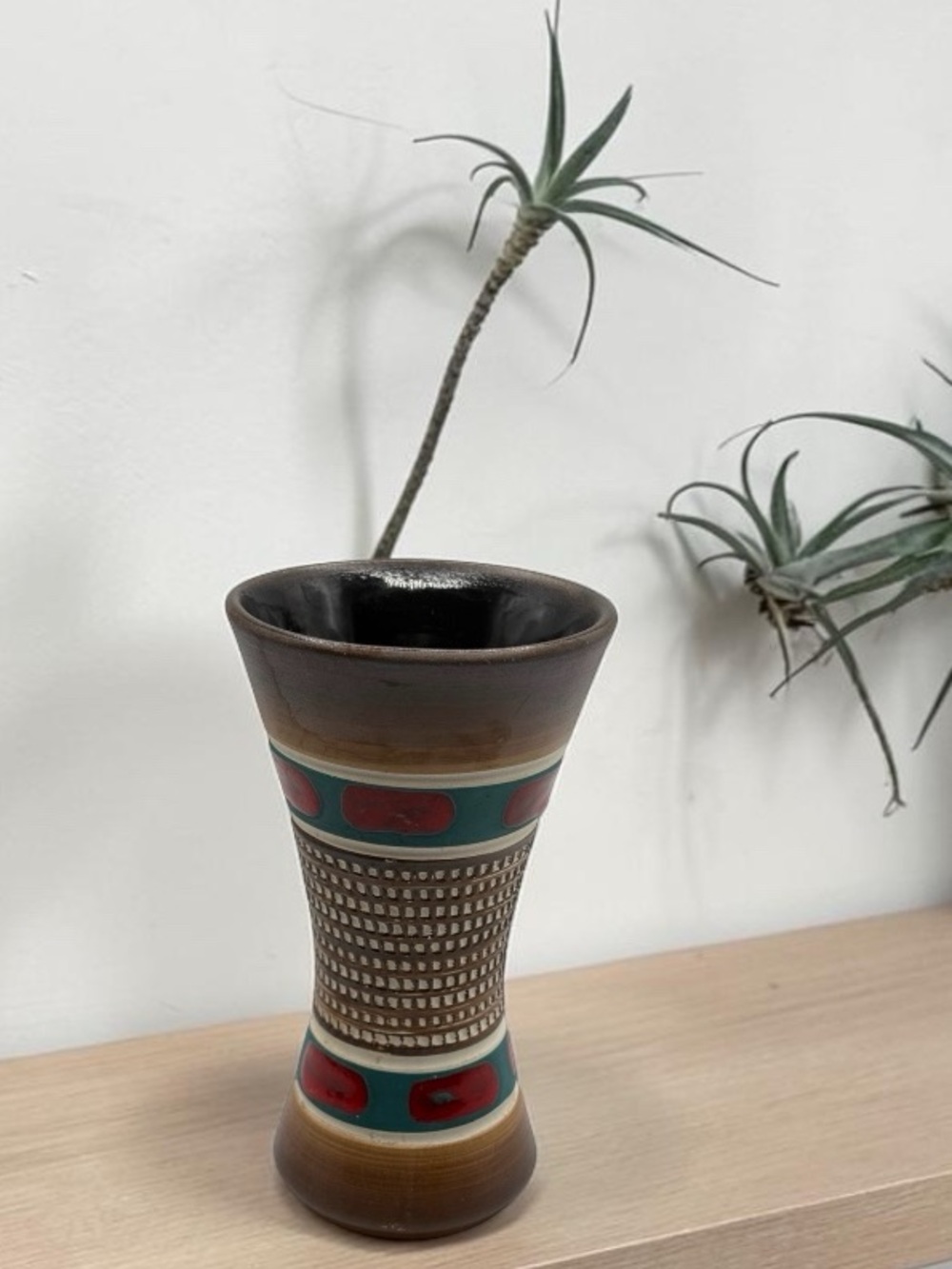 VTG MCM West Germany Dumler & Breiden Vase Model 103 15 Brown Red Green 6.5”